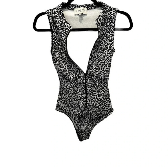 Hale Bob Amina Women's Gray Sleeveless Zip Up One-Piece‎ Swimsuit XS - Picture 6 of 6